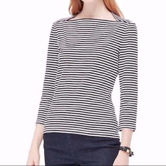 Kate Spade Saturday | white 3/4 sleeve slit neck tee - Picture 2 of 7